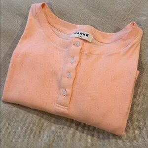 NEW PARKE Heart Pointelle Henley Long Sleeve Top Size XXL